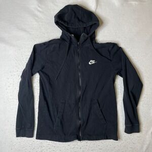 Nike Mens Full Zip Hoodie Black Cotton Sportswear 861754-010 Size Medium